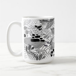 svart, vit, gradient abstrakt design mugg