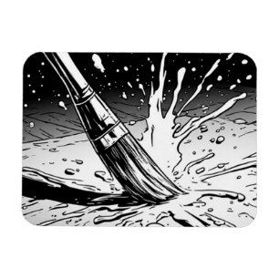 Svart-vit grafikstil pensel färg fläck magnet