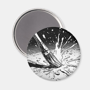 Svart-vit grafikstil pensel färg fläck magnet