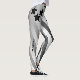 Svart vit grått-gradientgym, gyllene, monogrammet leggings