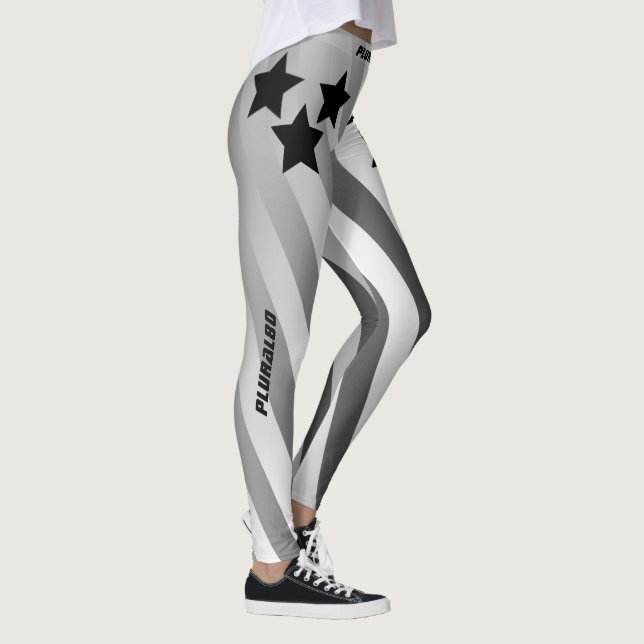 Svart vit grått-gradientgym, gyllene, monogrammet leggings (Höger)