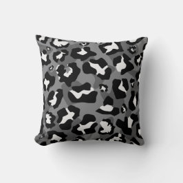 Svart, vit, grått leopard, mönster kudde