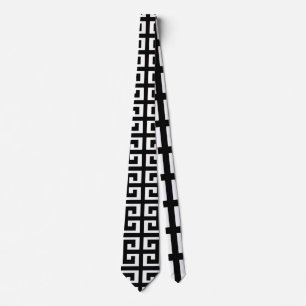 Svart vit greek nyckel manar necktie, halshögda slips