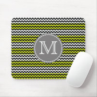 Svart Vit Grön Chevron Sicksack Monogram