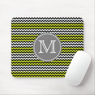 Svart Vit Grön Chevron Sicksack Monogram Musmatta