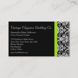 Svart/vit Grönt med Chartreuse-dekorremsor Visitkort