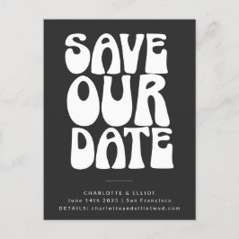 Svart vit Groovy 70s - enkel Spara datum Vykort