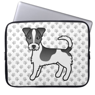 Svart & Vit Grovhårig Jack Russell Terrier Hund Laptop Fodral