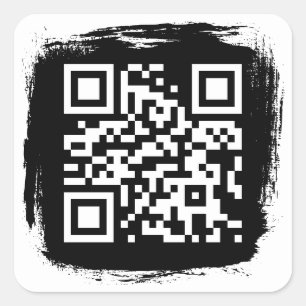 Svart-vit Grunge-kant QR-kod Fyrkantigt Klistermärke