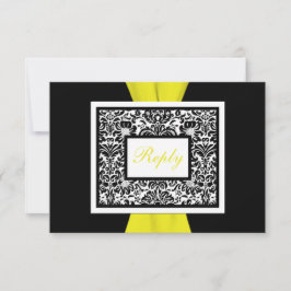 Svart, vit, gul Damask TRYCKT BAND RSVP OSA Kort