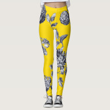 Svart & vit gula botaniska blom- Toile