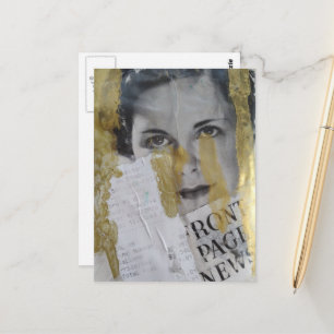 svart vit guld dam förstasidesnyheter collage vykort