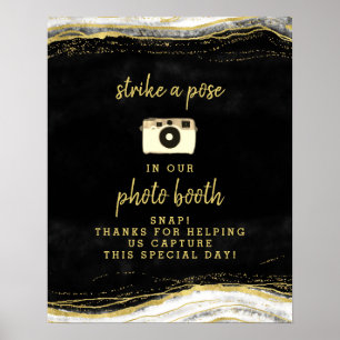 Svart Vit & Guld Geod Fotobox Bröllopsskylt Poster