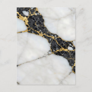 Svart Vit Guld Marmor Lyx Vykort