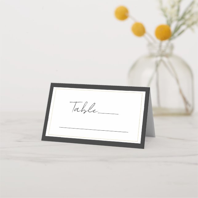 Svart Vit Guld Modern Minimal Sittplats Bord Placeringskort (Framsida)
