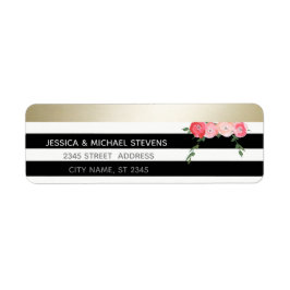 Svart/vit guld-rand, romantisk ro returadress etikett