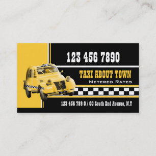 svart vit gult i Taxi-hytten Visitkort