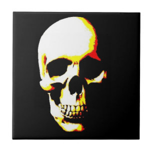 Svart vit Gult-popup-bild Skull keramisk platta Kakelplatta