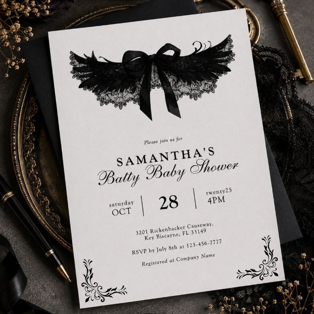 Svart & Vit Halloween Baby Shower Inbjudningar (Skapare uppladdad)