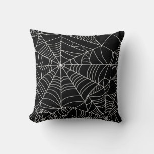 Svart & Vit Halloween-spindelnät  Kudde