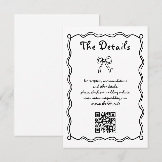 Svart, vit Hand plockade-bläckfisk bröllop Tilläggskort (Fram/baksida)