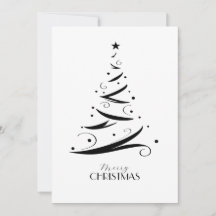 Svart vit handritad julgran enkel jul
