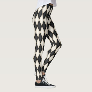 Svart & vit Harlequin diamant rutigt mönster  Leggings