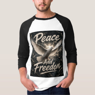 Svart vit helärmad duvdesign t shirt