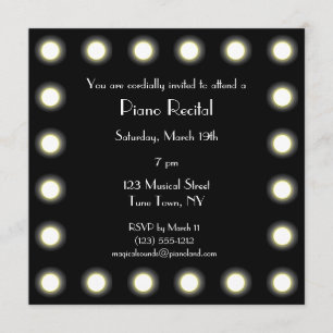 Svart & Vit Hollywood Unisex Pianorecital Inbjudningar