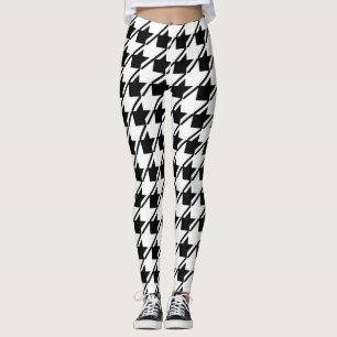 Svart vit Houndstooth Leggings