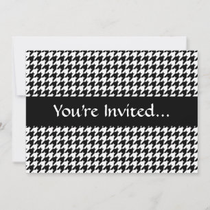 Svart/Vit Houndstooth Stilfull Modedesigner Inbjudningar