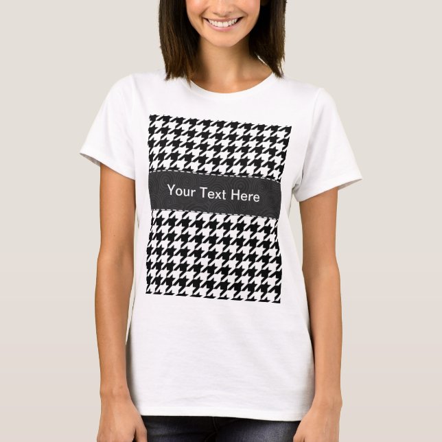 Svart & vit Houndstooth T-shirt (Framsida)