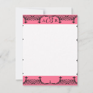 Svart, vit i Shock rosa Tackkort från Damask Inbjudningar