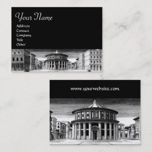 Svart vit IDEAL CITY RENAISSANCE ARCHITECTCTURE Wh Visitkort