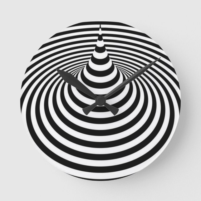 Svart-vit illusion rund klocka (Framsida)