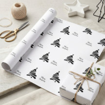 Svart Vit Julgran Presentpapper