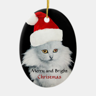 SVART VIT JULKATT MED TOMTELUGGA JULGRANSPRYDNAD KERAMIK
