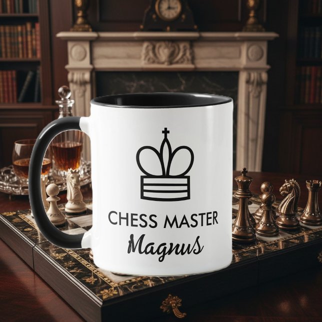 Svart & vit kaffekopp present till schackspelare (chess mug)
