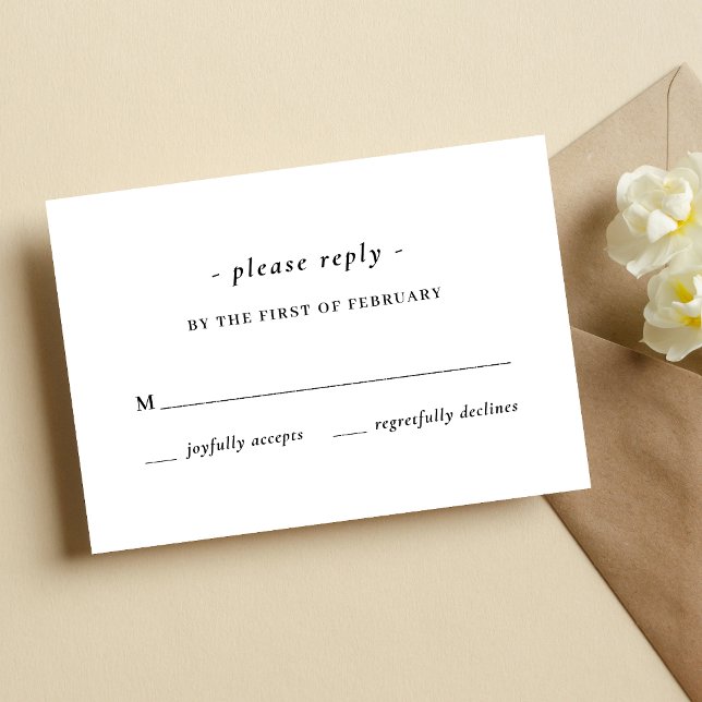 Svart & Vit Kalligrafi Bröllop OSA Kort (Black and white calligraphy RSVP cards add timeless elegance while simplifying guest responses.)