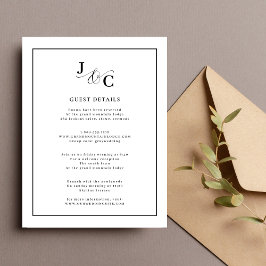 Svart & Vit Kalligrafi Bröllopsdetaljer Tilläggskort