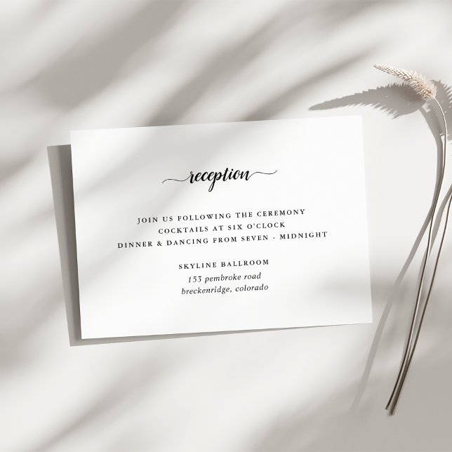 Svart & Vit Kalligrafi Bröllopsmottagningskort Inbjudningar (Skapare uppladdad)