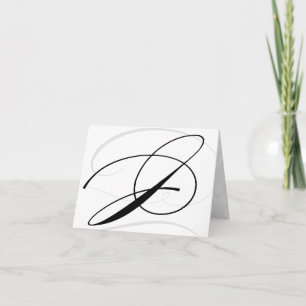 Svart & Vit Kalligrafi Initial J Monogram Kort