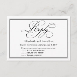 Svart & Vit Kalligrafi Manuskript Bröllopsvar Inbjudningar