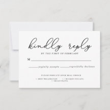 Svart & Vit Kalligrafi Middagsval RSVP-kort