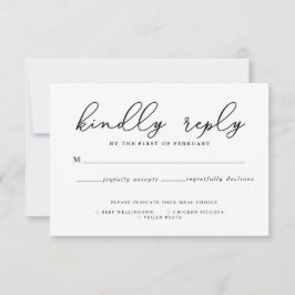 Svart & Vit Kalligrafi Middagsval RSVP-kort Tack Kort