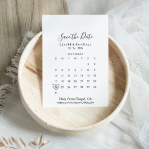 Svart-vit kalligrafi Spara datum-kalender Datumet