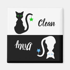 Svart/vit katt - ren, smutsig bländarmagnet magnet