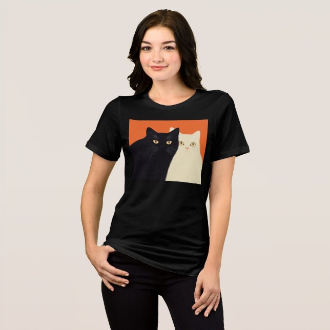 Svart & Vit Katt T-shirt (Framsida Full)