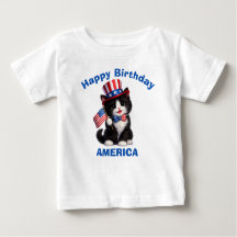 Svart & Vit Kattunge (1e) Patriotisk Barn T-Shirt