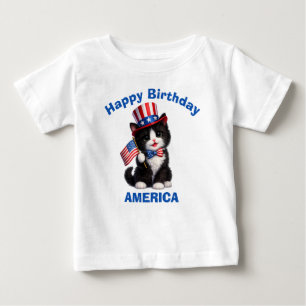 Svart & Vit Kattunge (1e) Patriotisk Barn T-Shirt
